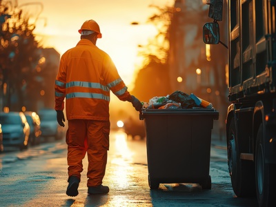 Waste Collection Worker At Sunrise